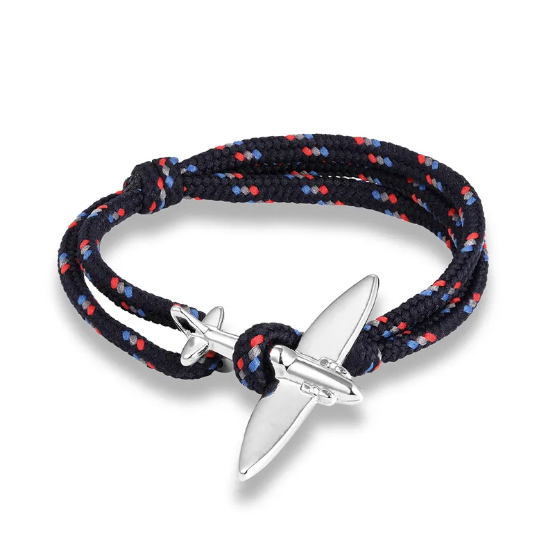 Silver Blue Red MKENDN Новое поступление самолет якорь Спорт кемпинг парашют шнур выживания браслет для мужчин и женщин Пряжка в морском стиле модные украшения - Окраска металла: Silver Blue Red