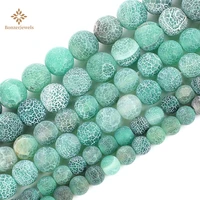 matte natural stone beads green crackle agates round loose spacer frosted beads for jewelry making diy bracelet necklace
