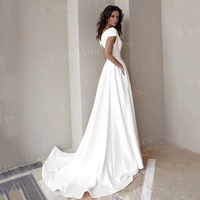 simple modern chiffon wedding dress cap sleeve sexy slit bride dresses elegant v neck bridal gown vestidos de novia
