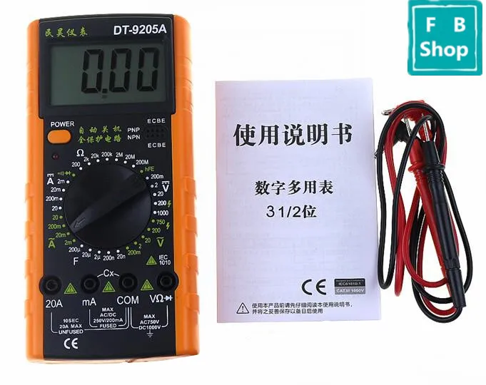 DT-9205A 1 шт. DT-9205A цифровой ЖК-дисплей AC/DC Амперметр Сопротивление Емкость тестер мультиметр DT9205A - Цвет: DT-9205A