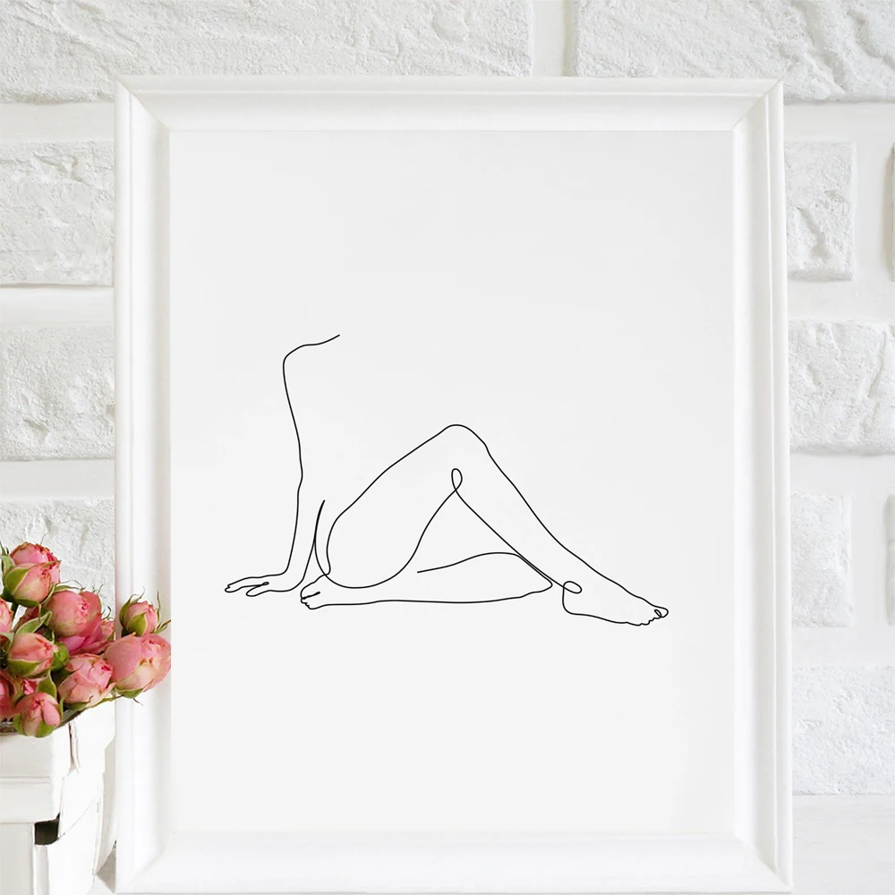 Рождественская Картина на холсте Абстрактная Женская линия рисунок