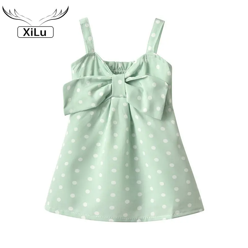 

Girls Sling Polka Dot Flower Sleeveless Princess Dress Korean Baby Clothes Kids Dresses for Girls Toddler Summer Clothes 2021