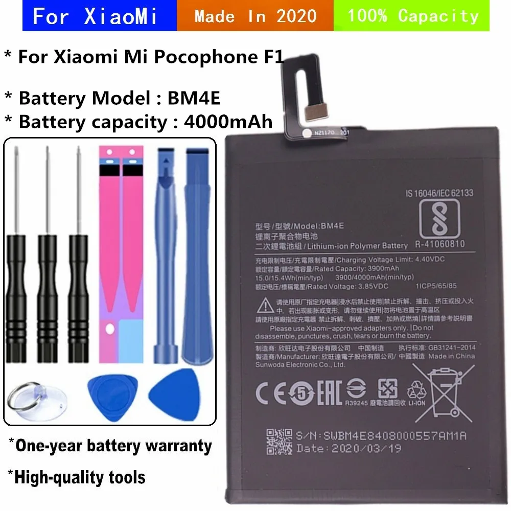 

2020 лет на Xiao Mi Мобильный телефон батареи для Xiaomi Mi Pocophone F1 батарея Мобильная модель BM4E 4000 мАч сменные батареи