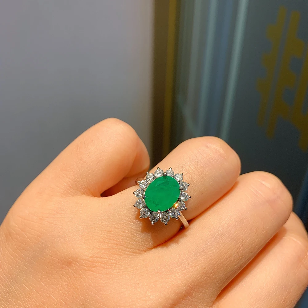

2021 New Trend 925 Sterling Silver Emerald Gemstone Rings Pendant Necklace Charms Wedding Party Fine Jewelry Sets Gift for Women