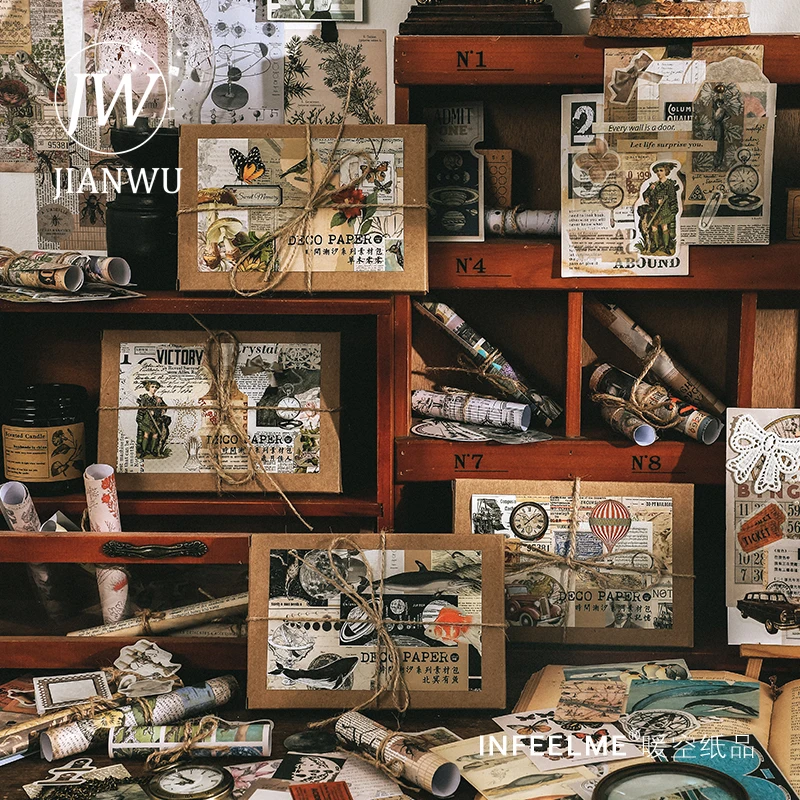 

JIANWU 200 шт Ретро арт блокнот для заметок ручная учётная запись Скрапбукинг журнал украшение бумажный материал посылка наклейки для заметок К...