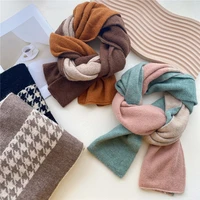 temperament simple long skinny houndstooth neckerchief vintage thick hijab winter shawls and wrap blanket girl accessories