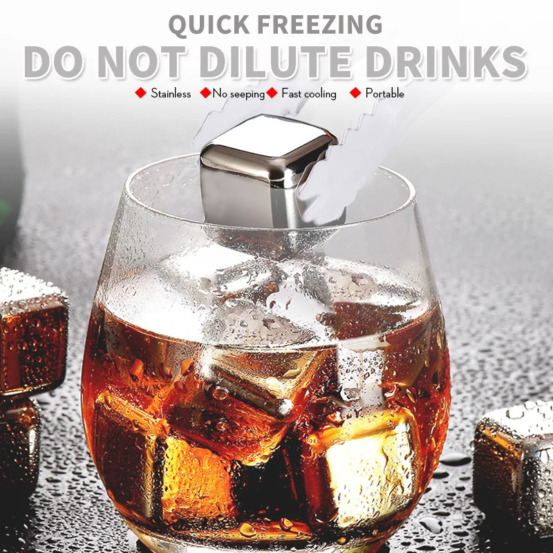 

Stainless Steel Ice Cube Whiskey Chilling Rocks for Wine Beer Drinks Quick frozen durable whisky wine rum drinks Craft beer