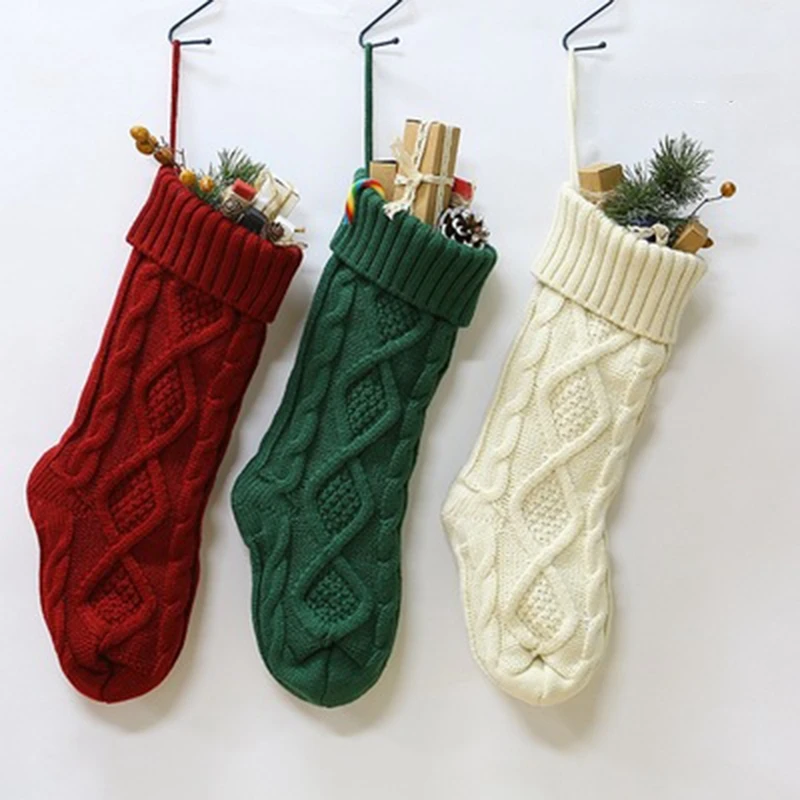 3-Piece Set Of Knitted Woolen Home Wall Decoration Candy Bag Socks Diamond Gift Ornaments | Дом и сад
