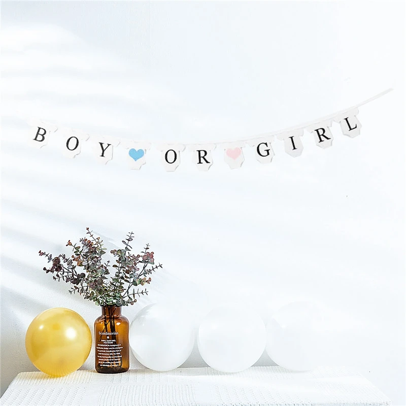 ITS A BOY / GIRL paper flag creative clothes pattern Baby Shower birthday letter banner full moon party shooting props supplies | Дом и сад
