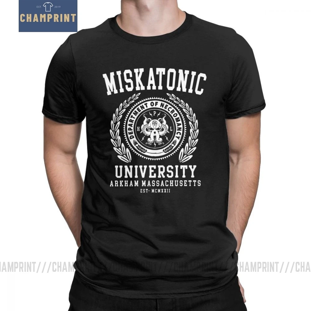 Футболка Cthulu And Lovecraft Miskatonic University для мужчин Забавные футболки с вызовом Cthulhu