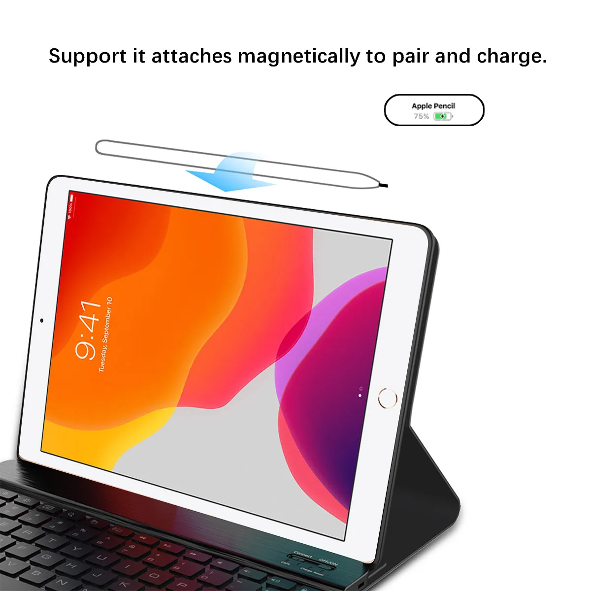 Для iPad 10,2 Чехол 7 цветов с подсветкой Беспроводная Bluetooth клавиатура из искусственной кожи чехол для планшета для iPad 7th Gen 10," Чехол