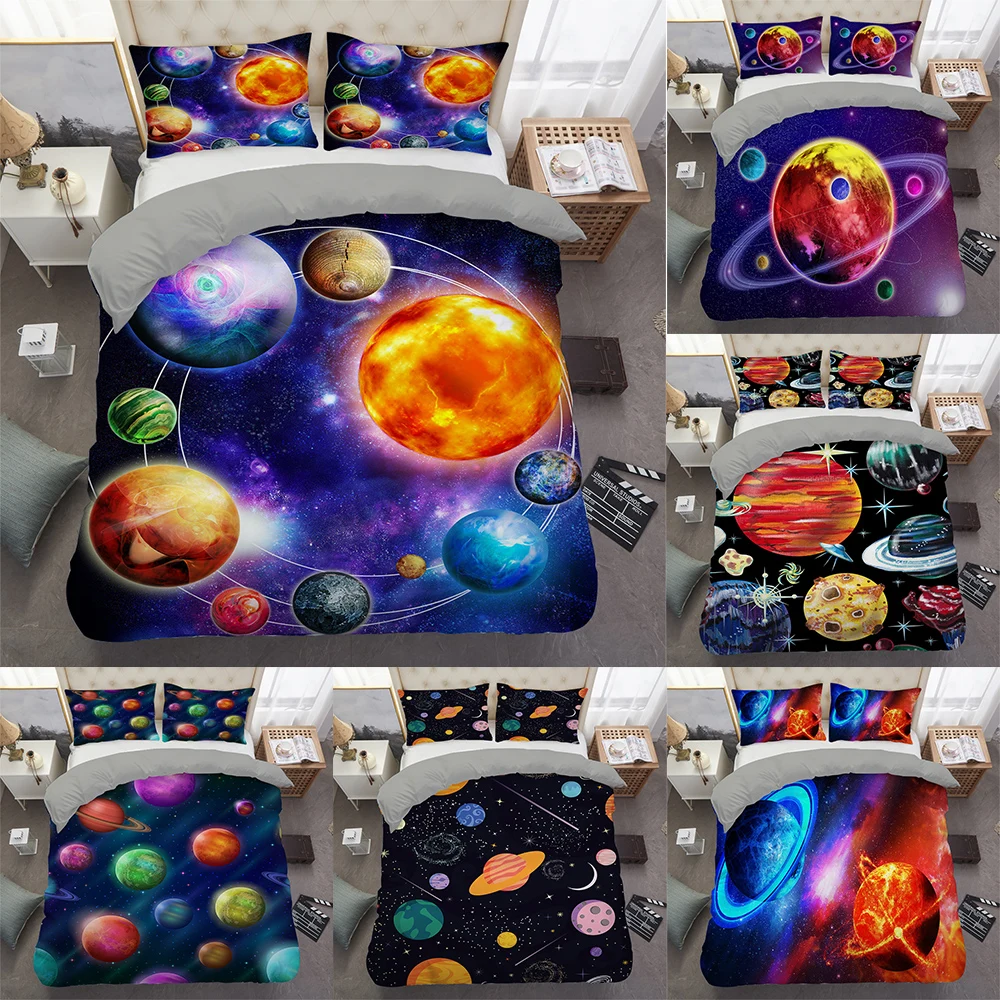 

Комплект постельного белья с изображением неба, пододеяльник в космическом стиле, двуспальный/двуспальный размер, одеяло, чехол для детей, ...