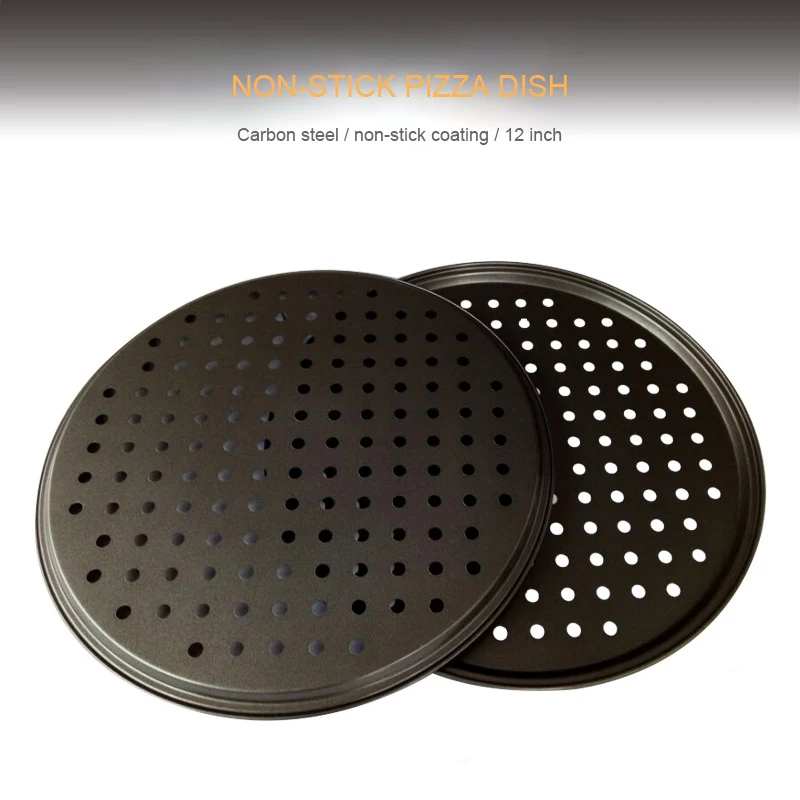 Лоток Для Выпечки Пиццы 12 дюймов Карбон сталь сковорода круглая антипригарная