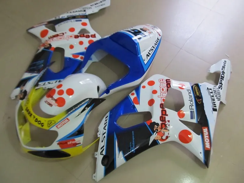 Комплект обтекателей из АБС пластика для GSXR600 750 01 02 03 GSXR 600 GSXR750 2001 2002 2003 белый