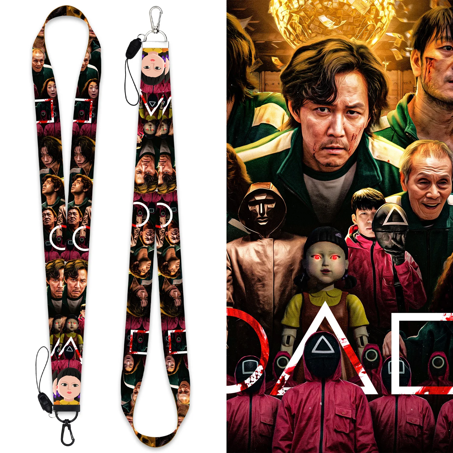 

Squid Game Keychain for Car Keys Round Six Accessories Neck Strap Phone Chain Work Id Card Bag Lanyard Women Jewelry Men Gift
