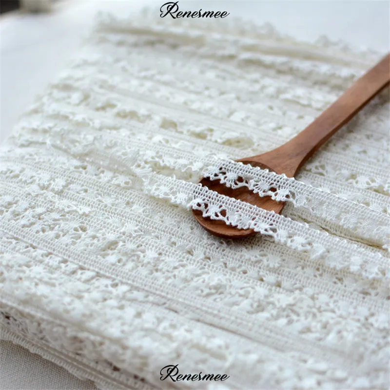Эластичная хлопковая кружевная лента цвета слоновой кости для самостоятельной