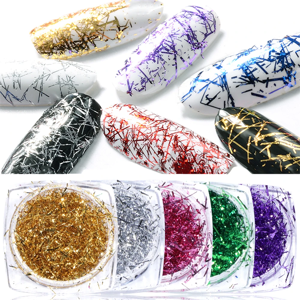 1 коробка алюминиевый голографический блеск для ногтей порошок золото серебро