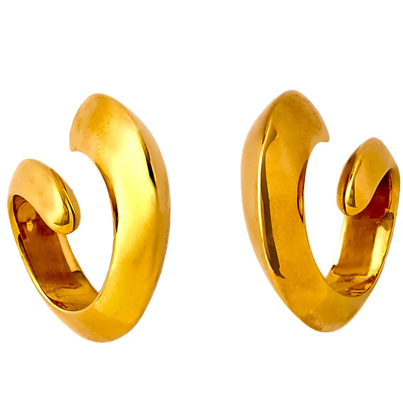 

Brass retro gold round cross spiral earrings female high feeling ellipse ins cold wind simple earring