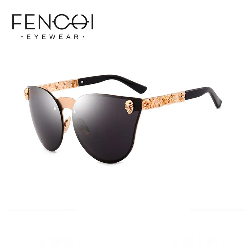 

FENCHI Fashion Women Men Gothic Eyewear 7 Colors Skull Frame Metal Temple Oculos de sol Vintage Cat Eye glasses Brand Zonnebril