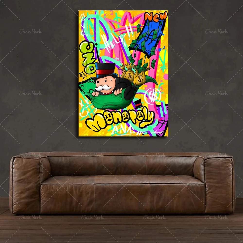 

Modern Canvas Nordic Monopoly Money Falling Down HD Wall Art Poster Prints Pictures Living Room Decoration Home