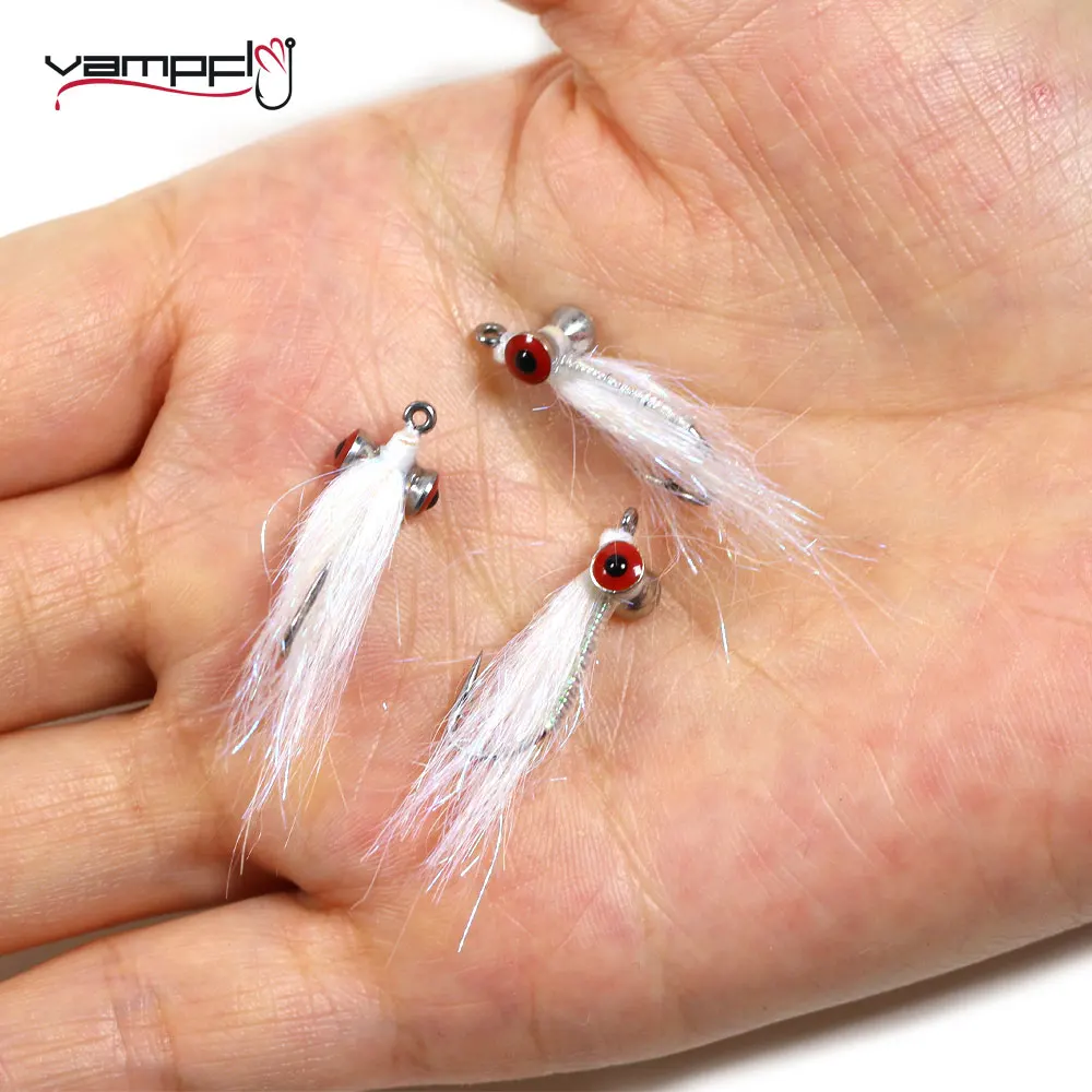 Vampfly 5pcs #6 #8 Dumbbell Eyes White Crazy Charlie Fly Fast Sink For Bone Fish Carpon Sea Trout Bass Fishing Lure Baits | Спорт и
