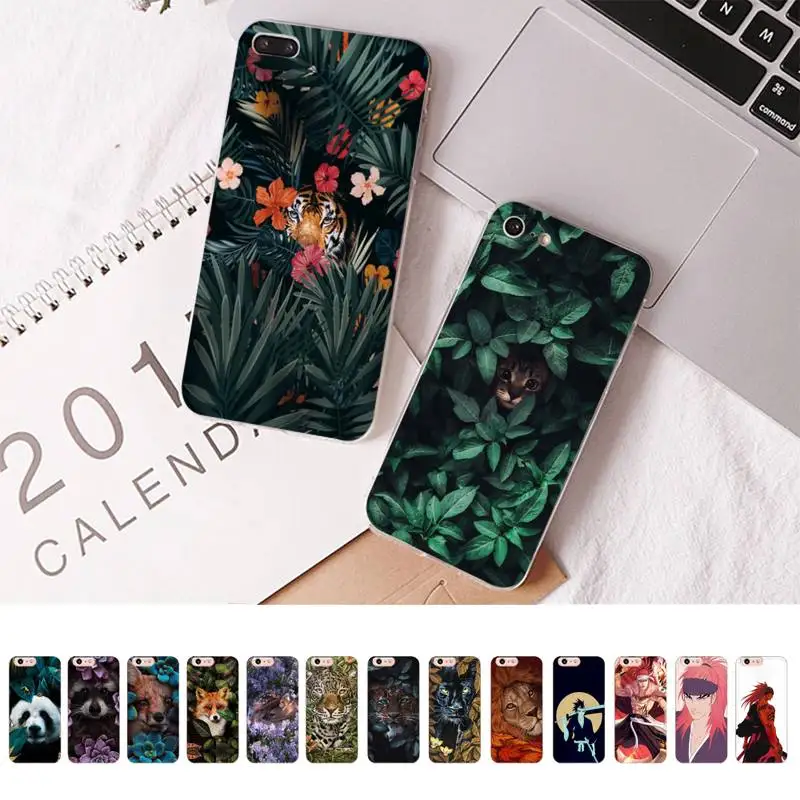 

FHNBLJ Animal king tiger lion fox flower Green leaf Phone Case for iPhone 11 12 13 mini pro XS MAX 8 7 6 6S Plus X 5S SE 2020 XR