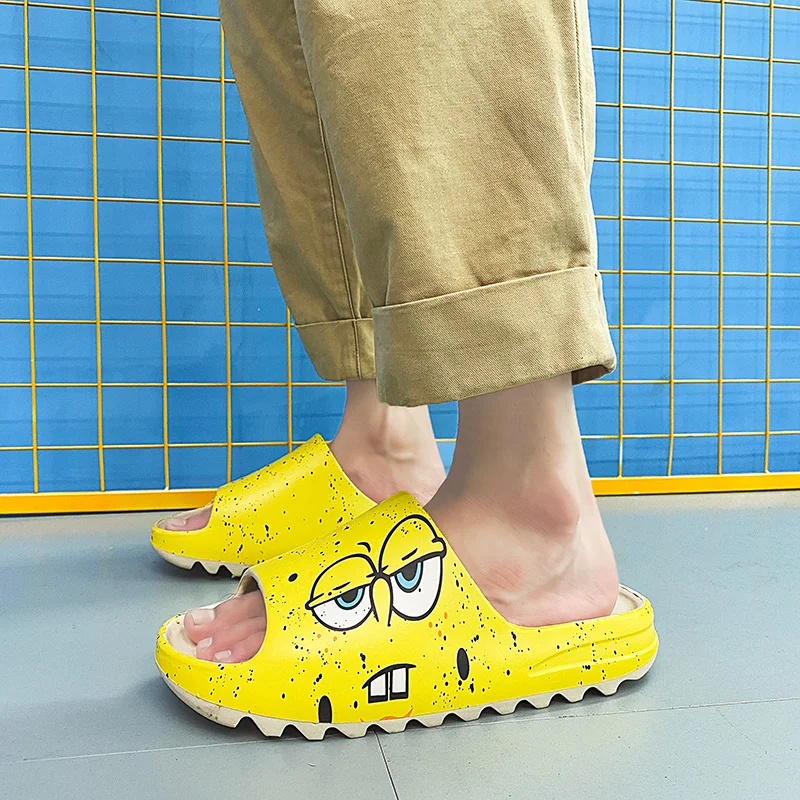 

Men Slides Fashion Breathable Cool Beach Sandals Flip Flops Fish Mouth Men & Women Slippers Lightweight Graffiti Big Size 34-46