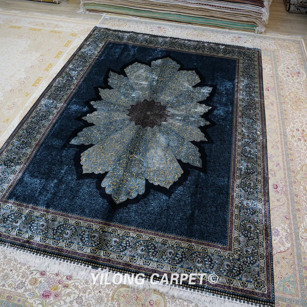 Kopen Yilong 8 'X 11' Chinese Handgeknoopte Zijden Tapijt Hand Gemaakt Hereke Tapijten (YWX139A)