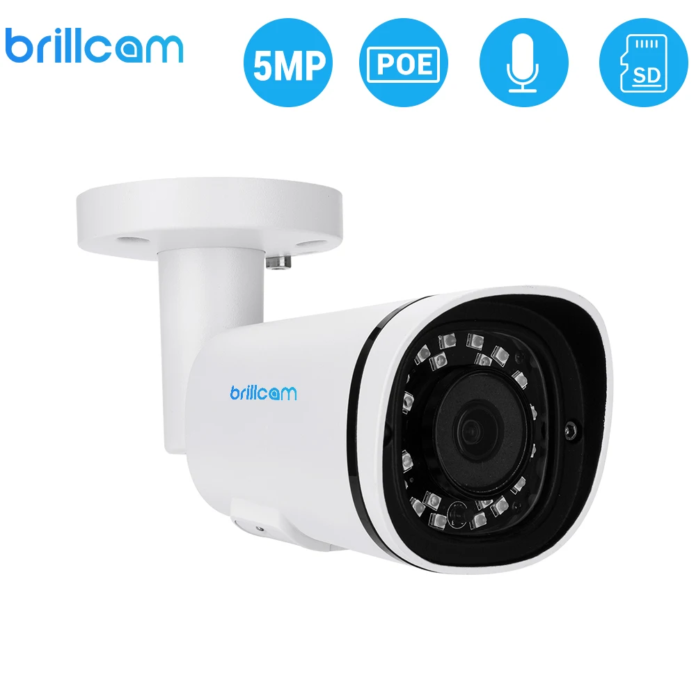 Инфракрасная цилиндрическая IP камера Brillcam 5 Мп с объективом 2 8 мм PoE IP67