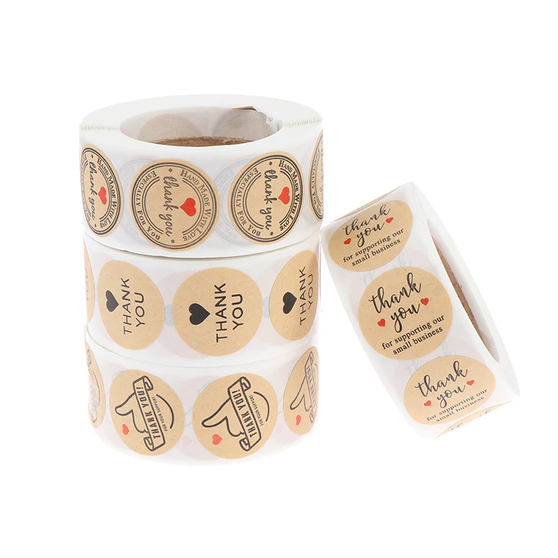 

2Rolls Thank You Stickers Handmade Sticker Seal Labels Stickers500pcs/roll