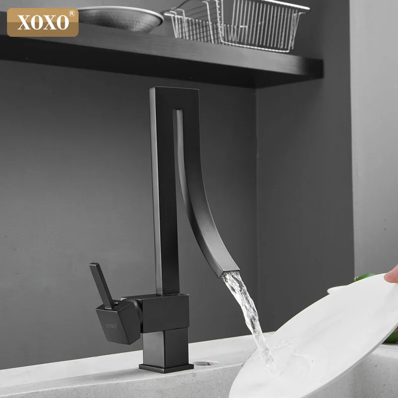 XOXO Kitchen Faucets Black Single Handle Tap Hole Swivel 360 Degree Water Mixer 83045 | Обустройство дома