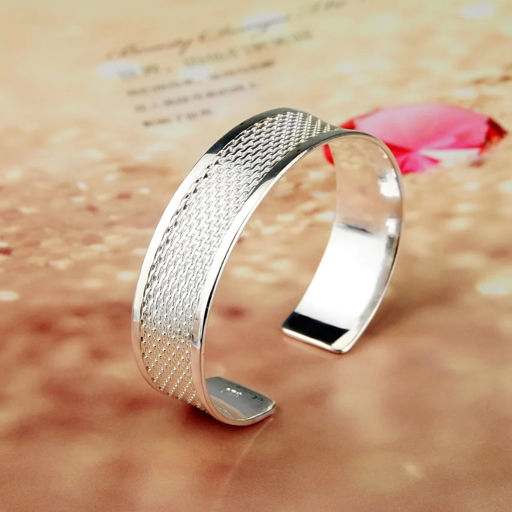 

Fashion Solid 925 Sterling Silver Bracelet For Women Bangles Adjustable Size of the Bracelet Lady Jewellery Accessories Wedding