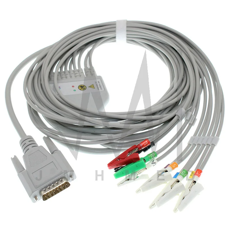 Кабель для ЭКГ, совместим с Edan SE-1, SE-3, SE-12, SE-601, 601A, 1200, 10-проводной кабель ЭКГ, защелкивающийсябанановыйDinзажимпроволока для животных (art.: 3920b264bfacb) - 3920b264bfacb