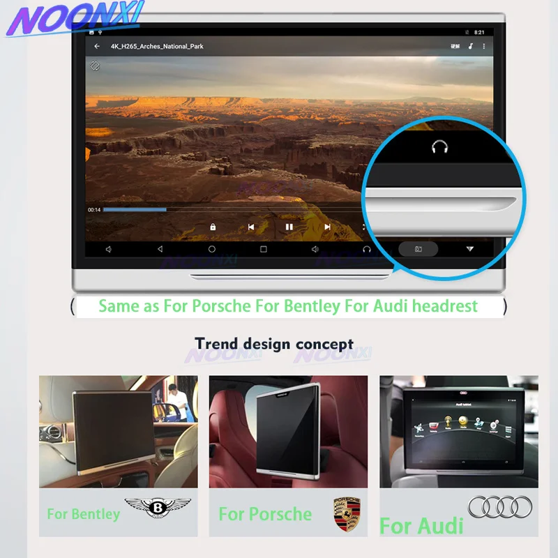 12.5 Inch Android 10 Headrest Monitor 1920*1080 4K 1080P Car Video Player Miracast Display Wifi HDMI USB Netflix FM 2GB 32GB 12V - купить по