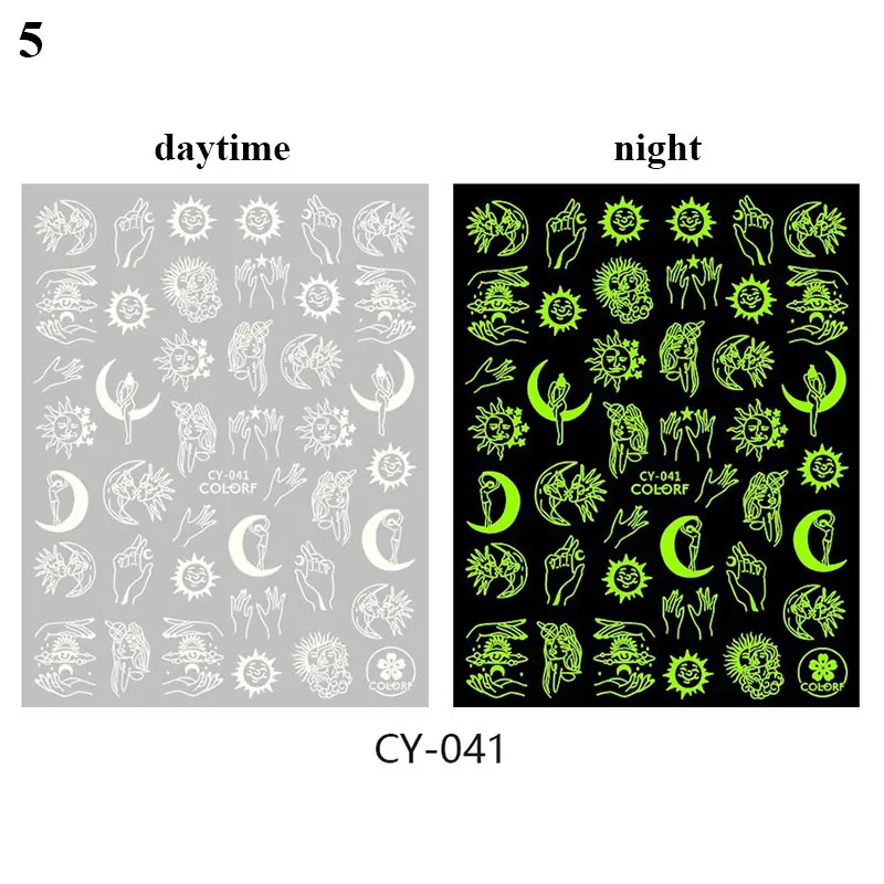 

3D Fashion Character Abstract Luminous Nail Stickers Glow in The Dark For Manicure DIY Unique Nail Art Manicure Decorations