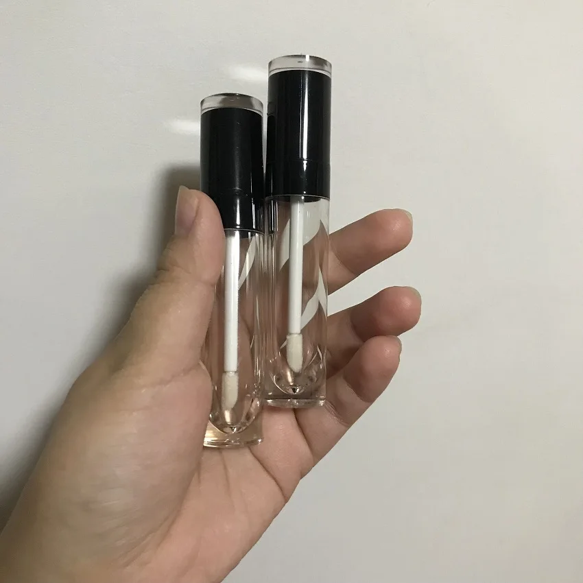 Новинка 5 мл Прозрачная Круглая пустая трубка для блеска губ черная прозрачная