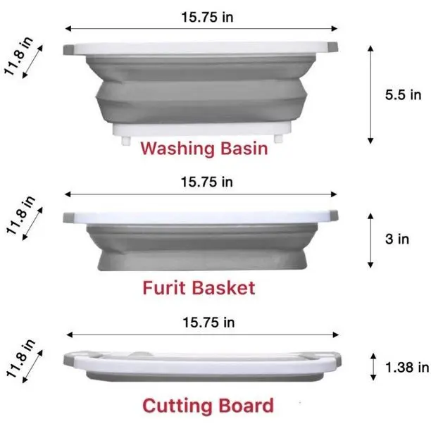 

Foldable Dish Rack Cutting Board Portable Organizer Multifunctional Dishpan Camping Basket Storage Basket Plastic Folding Sink