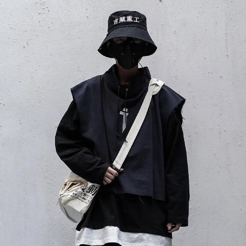 2020SS мужской/женский Харадзюку ниндзя тактика жилет свитер костюм из двух