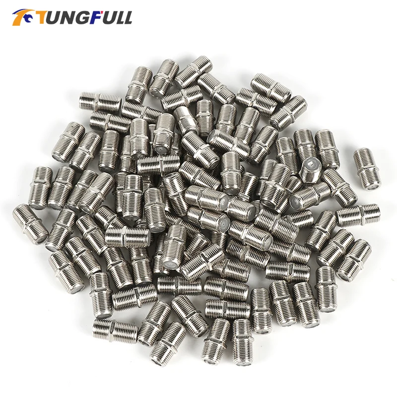 Tungfull New & Practical 100 Pcs F Type UHF Coupler Adapter Connector Female F F Jack RG6 RG59 Coaxial Cable For TV Network