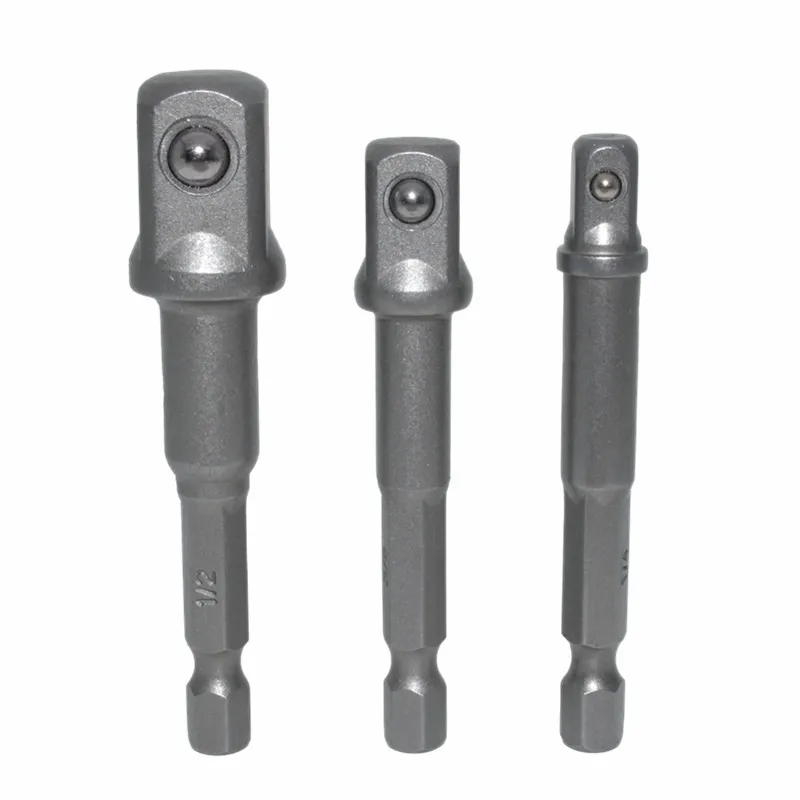 

6PCS Socket 1/4\" 3/8\" 1/2\" Adapter Impact Hex Shank Drill Bit Power Extension Bar Socket Adapter Screwdriver Tools