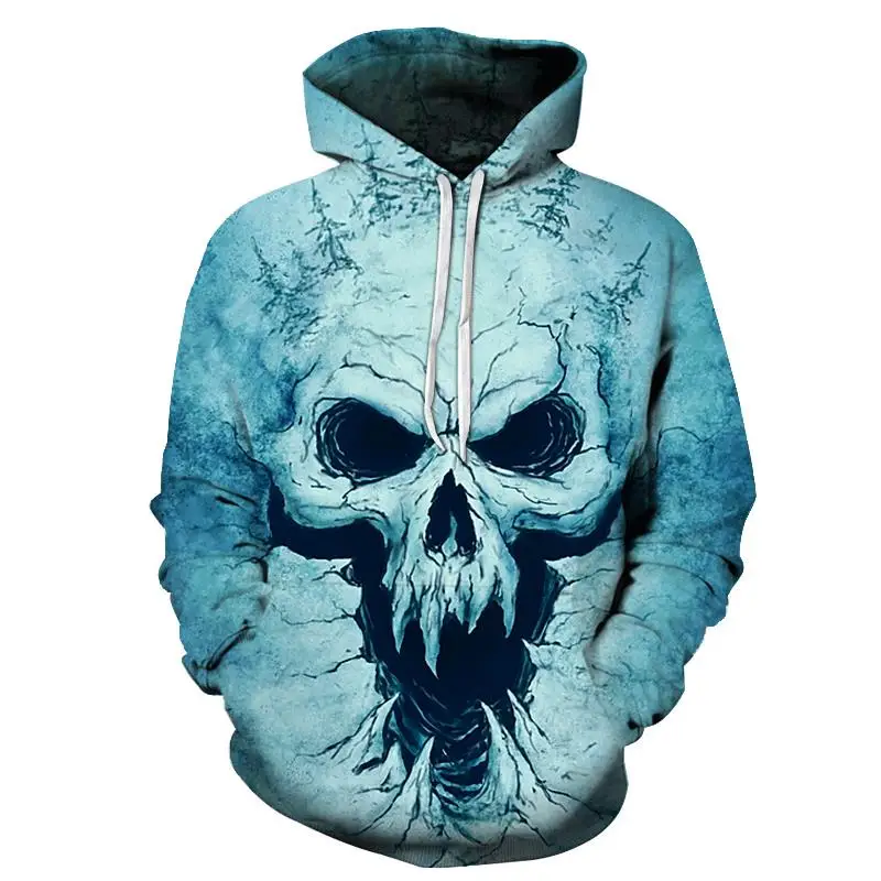 

2021 Spring and Autumn Hot Sale Hoodie 3D Horror/Animal Print Men's Oversized Long Sleeve Hooded Newest Anime Street Jogging Top