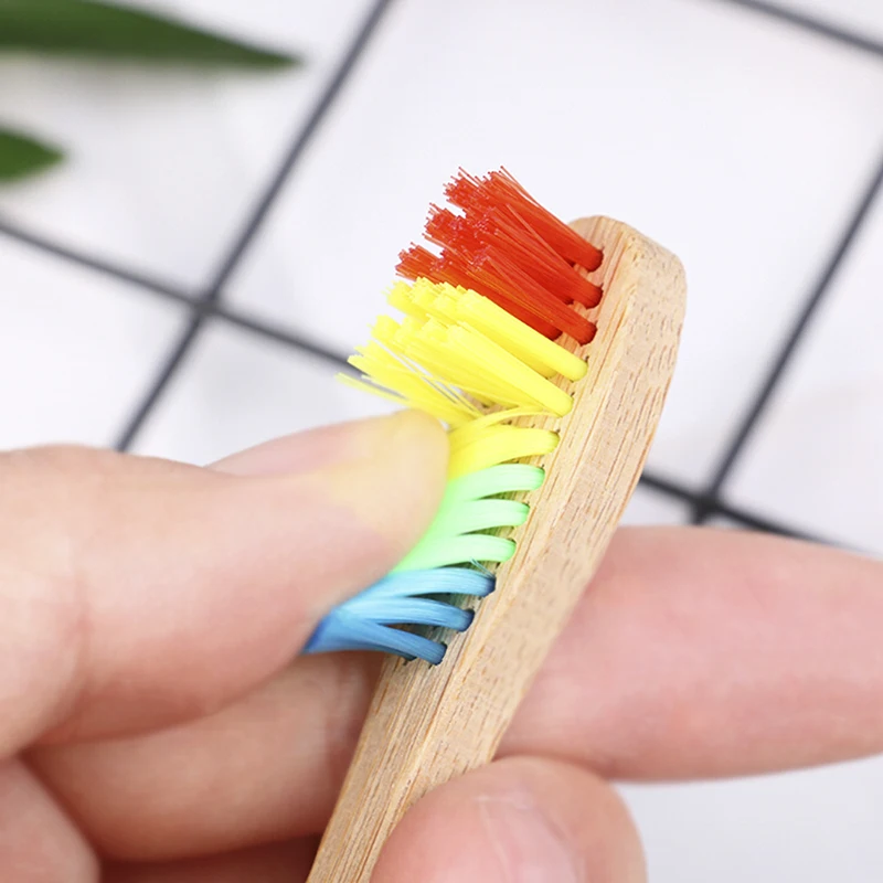 

1pc Bamboo Toothbrush Environment Wooden Rainbow Bamboo Toothbrush Oral Care Soft Bristle Teeth Care