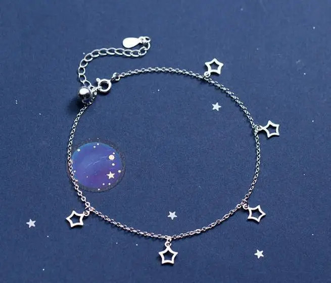 

Подлинная 100% настоящая. 925 пробы серебряные ювелирные изделия открытый полый звезда ножной браслет GTLS713