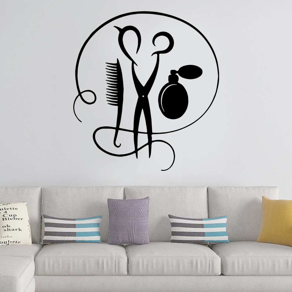 Модный парикмахерский домашний Декор виниловые настенные наклейки Гостиная