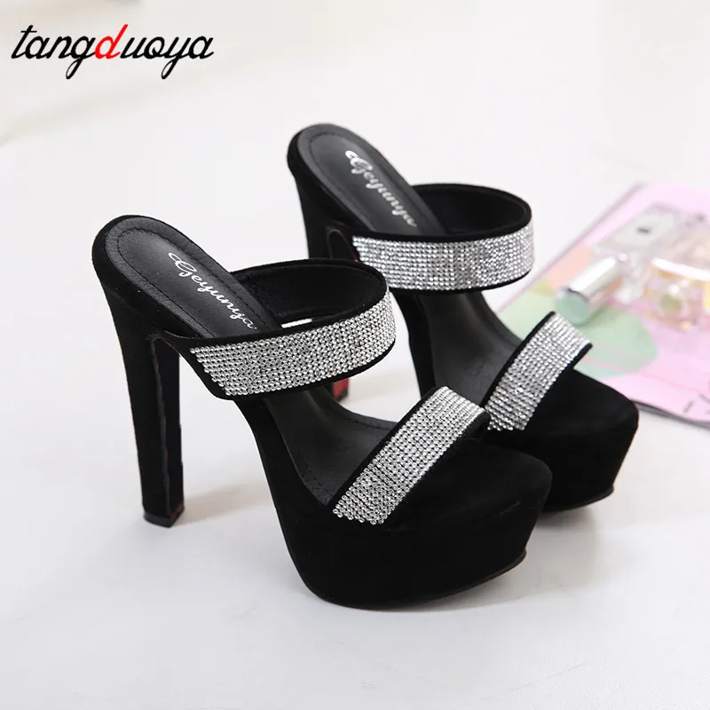 Стразы сандалии со стразами Женская пикантная обувь на высоком каблуке 15 см