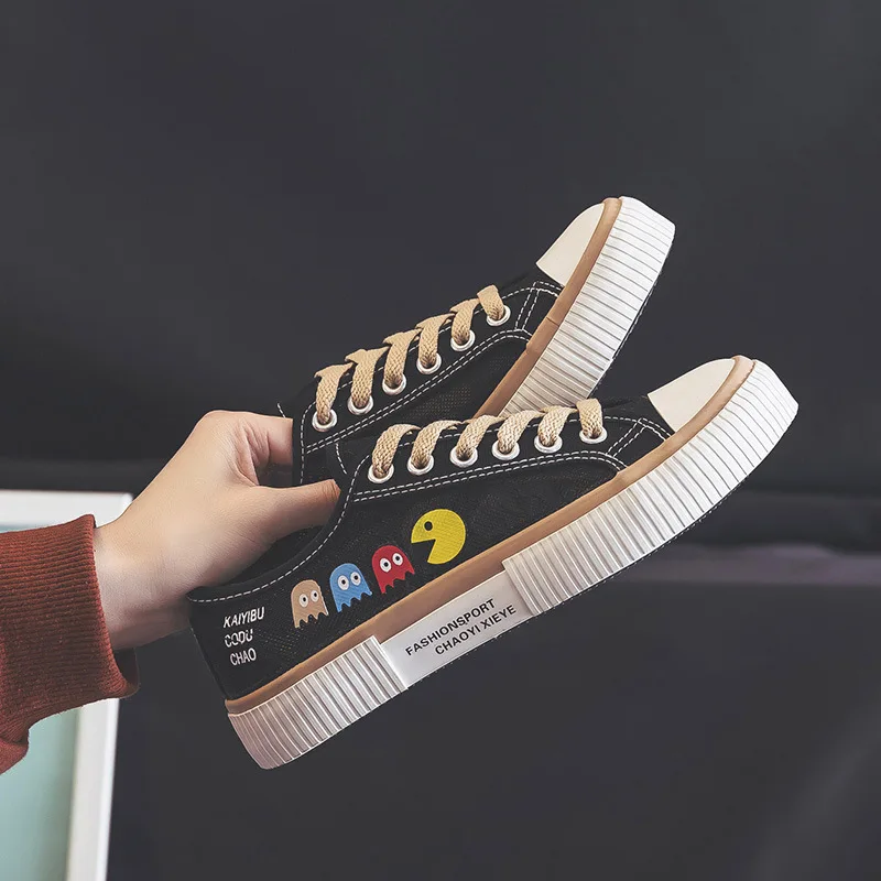 

2021 Spring Autumn New Style Women Vulcanized Solid Shoes Sneakers Ladies Lace-up Casual Shoes Breathable Walking Canvas Shoes