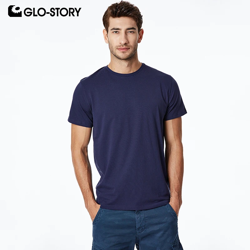 Мужская Базовая футболка с короткими рукавами Повседневная однотонная