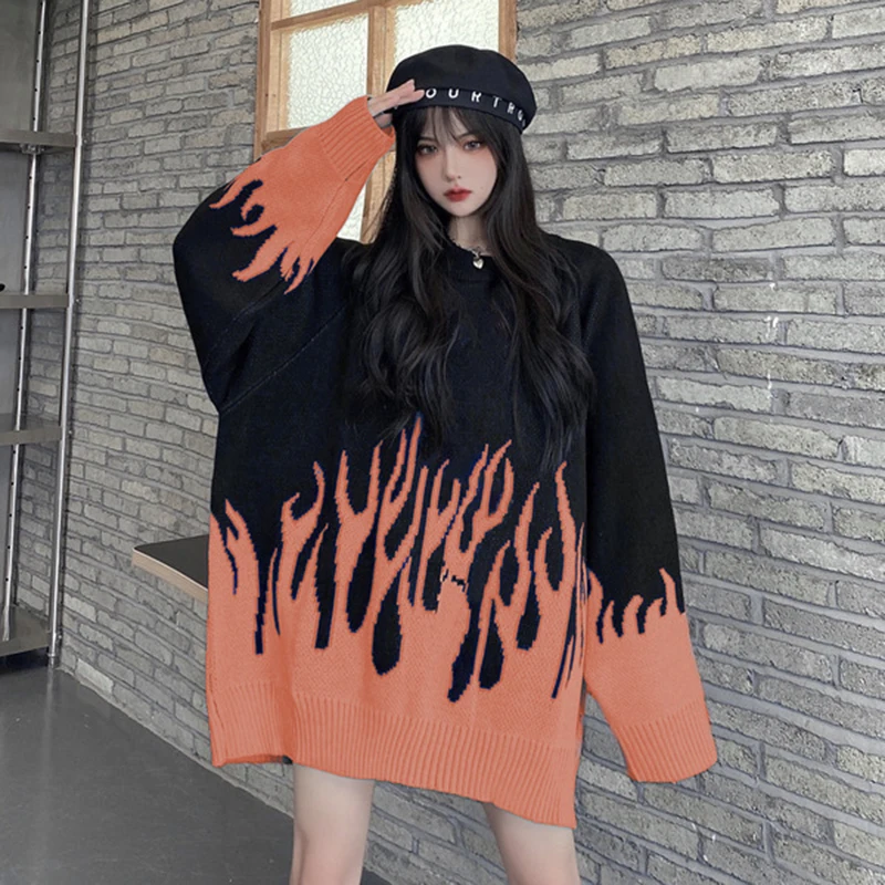 

Sweater Men 2020 New Autumn Winter Hip Hop Pullover Streetwear Men Harajuku Rtro Pattern Plus Szie 3XL Oversize Couple Sweater
