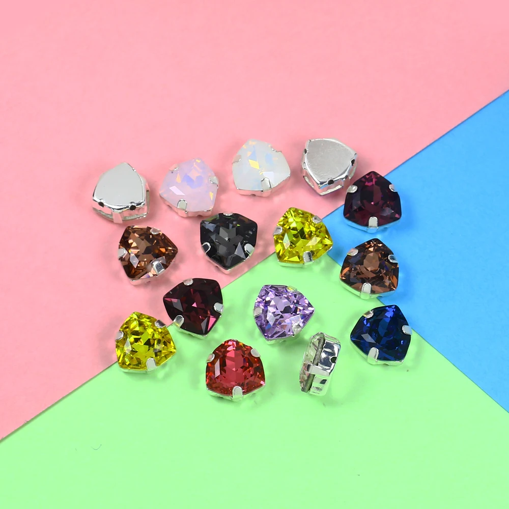 12 мм треугольные смешанные цвета хрустальные стразы для шитья стекла s 10 шт. с