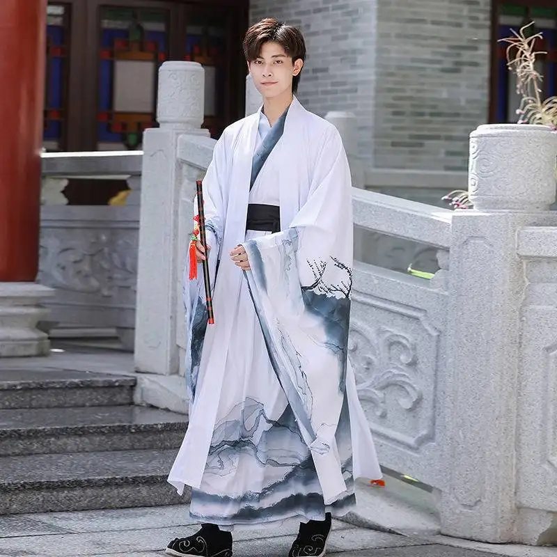 Wuxia Hanfu Male Mens Modern Chinese Traditional Stage Dress Men Plus Size Set Ancient Style Knight Costume Student Class Outfit |